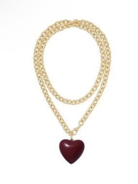 Roxanne Assoulin The Big Puffy Heart Charm Necklace - Burgundy